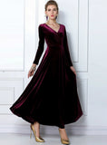Long Sleeve Ball Gown Dress Vintage Velvet Party Dresses