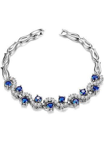 Gold Plated Bracelet Micro Pave Zirconia Wave with  Platinum