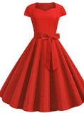Women's 1950s Retro Rockabilly Dress Cap Sleeve Vintage Swing Dress