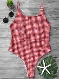Open Back Gingham One Piece Swimsuit