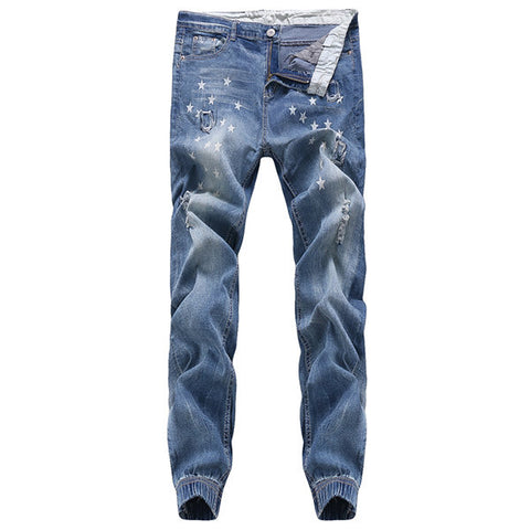 Washed Skinny Holes Biker Jeans Fashion Casual Stone 