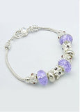 Cheap Alloy Beads and Glass Beads, Lilac European Style Bracelets 