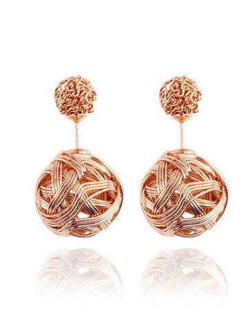 Beatiful Knot Ball Double Sided Earrings - Gold