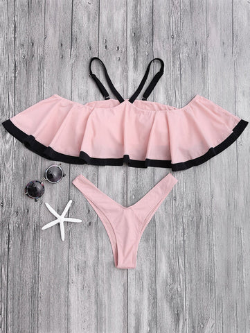 Cami Ruffles Padded Thong Bathing Suit