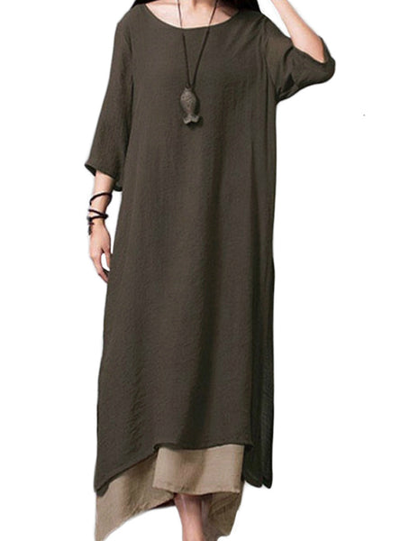 Irregular Hem Casual Boho Long Maxi Dress 