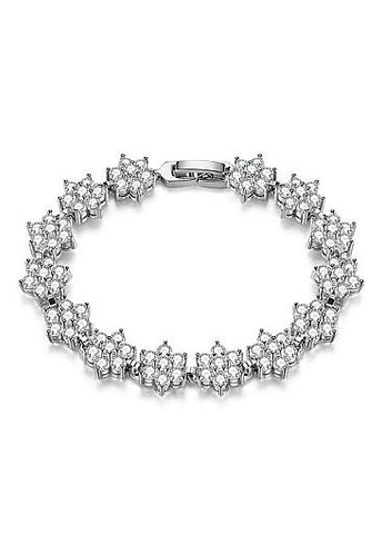 Fashion Micro Pave AAA Zirconia Snowflake, PlatinumAlloy Bracelet