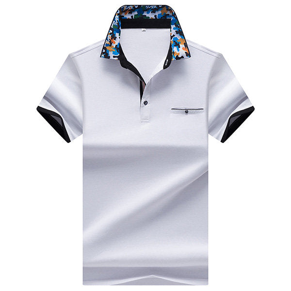  Polo Shirt Printed Collar Short Sleeve Casual Tops Mens Summer Breathable