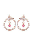 Micro Pave AAA Zircon Butterfly and Circle 18K Gold Plated Ear Studs