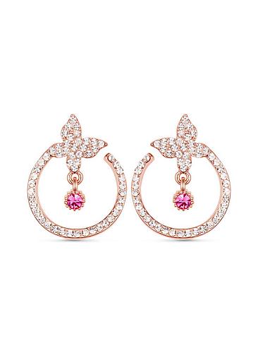 Micro Pave AAA Zircon Butterfly and Circle 18K Gold Plated Ear Studs