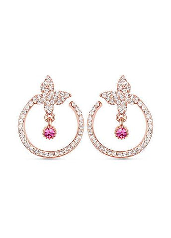 Micro Pave AAA Zircon Butterfly and Circle 18K Gold Plated Ear Studs
