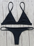 Unlined Plunge Bikini Top and Thong Bottoms