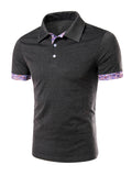 Cheap Polo Collar Stylish Contrast Trim T-Shirt