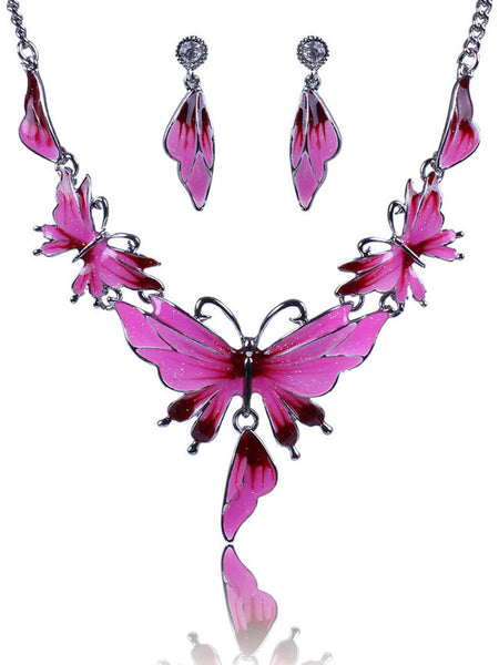 Fathion Butterfly Shape Earrings And Necklace Set
