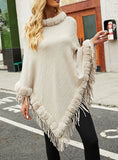 COLLAR SOLID COLORKNITTED CAPE SHAWL