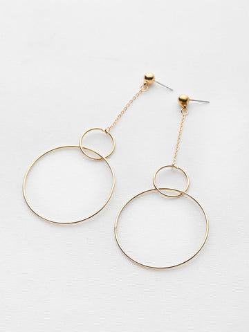 Popular Double Open Circle Drop Earrings