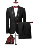 One Button Slim Men's Dress Suit Notched Collar Contrast Trim 