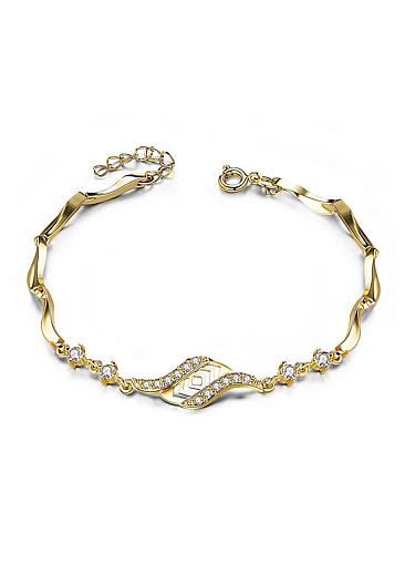  Cheap Micro Pave AAA Zirconia Leaf,  Gold Plated Alloy Bracelet