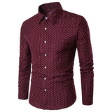 Cotton Printing Long Sleeve Plus Size Shirt for Men Bussiness Casual Solid Color 