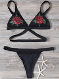 Sequined Floral Bralette Swimsuits