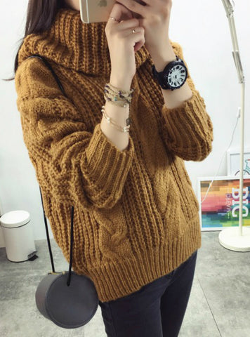 Vintage Turtleneck Sweater Winter Oversize Twist 