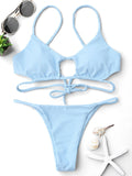 Cutout Braided Bralette String Bikini Set