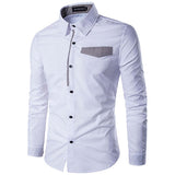 Designer Shirts for Men Fashion Patchwork Slim Band Collar 