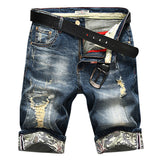 Washed Denim Holes Jeans Shorts Fashion Summer Thin Stone 