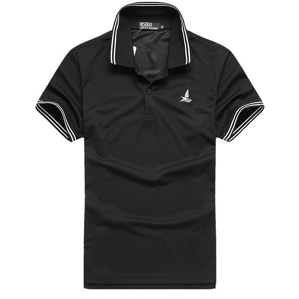 Turn down Collar Short Sleeved Polo Shirts Summer Quick Dry Striped 