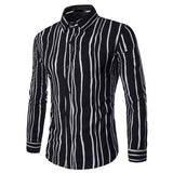Long Sleeve Plus Size Shirt for Men Bussiness Casual Cotton Striped 
