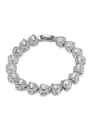 Cheap Micro Pave AAA Zirconia Heart, Platinum Alloy Bracelet