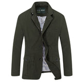 Casual Suit for Men Military Solid Color Pockets Slim Fit 