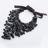 Fathion Black Beads Design Lace Flower Necklace