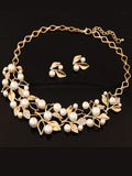 Pearl Necklace Gold Plated Inlaid With Imitation Diamond 