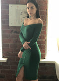 Slash Neck Dress Long Sleeve Off Shoulder Dress Women