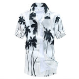 Tree Printing Loose Casual Dress Shirts Mens Aloha Beach Quick Dry Coconut 