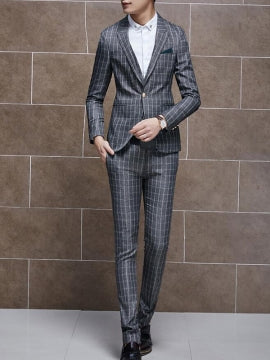   Men's Suits with Plaid Slim Fit