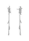 High quality Micro Pave AAA Zirconia Leaves with Tassel Sterling Silver Stud Earrings
