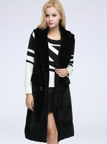 Women Sheep Shearling Coat Suit Lapel Wool Fur Waistcoat