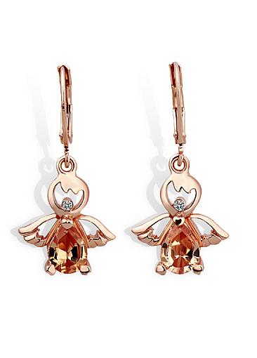 Fashion Earrings with AAA Zircon Angel Wings Trendy Rose Gold Plated Dangle 