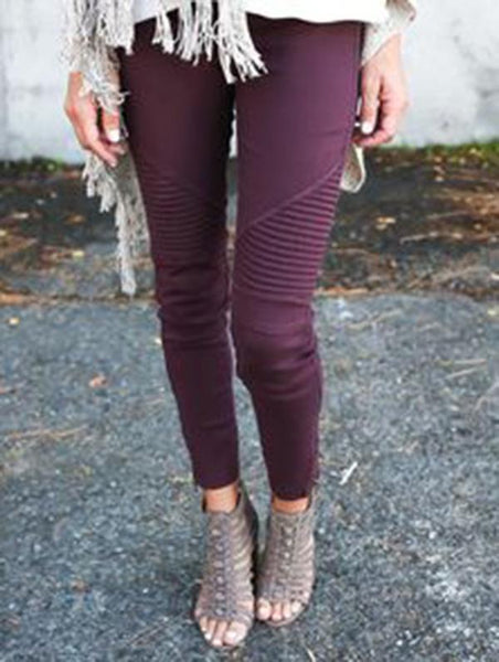 Stylish Color Elastic Waist Casual Pants Bottoms