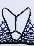 Hollow Out Geometric Pattern Triangle Cup High Waist Woven Bikini