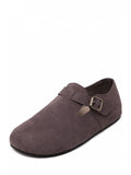 Trendy Buckle Dark Color Round Toe Flat Shoes