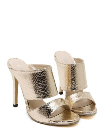 Gorgeous Metallic Color Stiletto Heel Slippers