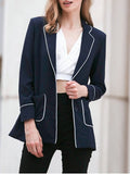 Trendy Contrasting Piped Blazer