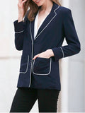Trendy Contrasting Piped Blazer
