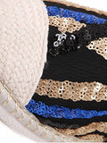 Chic Color Block Weaving Sequins Flat Shoes
