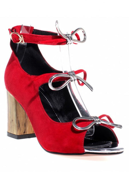 Fashion Peep Toe Bowknot Chunky Heel Sandals
