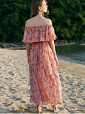 Stunning Off The Shoulder Floral Beach Maxi Dress