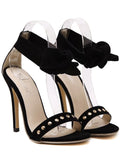 Trendy Bow Black Stiletto Heel Sandals