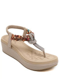 Trendy Platform T-Strap Rhinestone Sandals